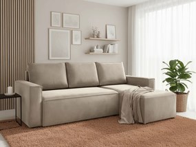 PROMOCJA Beżowa rozkładana narożna sofa CAVELO, dwustronna II. jakość