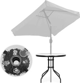 Stolik ogrodowy okrągły 80 cm z otworem na parasol Tulum 072, czarny