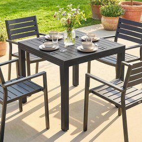 Outsunny Stół Ogrodowy Rozkładany 80/160 x 80 cm Aluminium Stół Jadalniany dla 4-6 Osób, Prostokątny z Blatem Lamelowym | Aosom PL