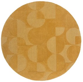 Żółty okrągły dywan wełniany ø 160 cm Gigi – Flair Rugs