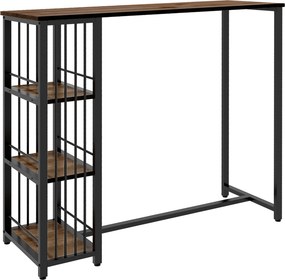 HOMCOM Stół barowy industrialny z 3 półkami 120x40x105 cm czarny brązowy | Aosom PL