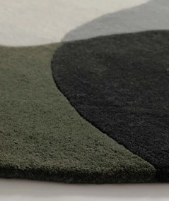 Dywan wełniany Dune ręcznie tkany Łagodne Formy Zielony koło 300x300 cm