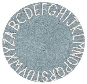 Jasnoniebieski bawełniany dywan dziecięcy tkany ręcznie odpowiedni do prania ø150 cm ABC Vintage Blue – Lorena Canals