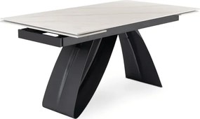 Stół Rozkładany Prostokątny DEVON 160-220 cm Ceramiczny Biały Marmur/Czarny Nowoczesny