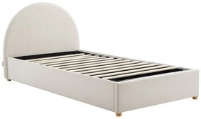 Łóżko ze skrzynią 90 x 190 cm - Sztruksowy welur - Beżowe - LIRIMO