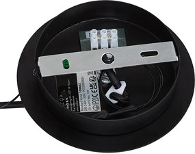 Designerska lampa wisząca czarna z okrągłym przydymionym szkłem, 6-punktowa - Mochan