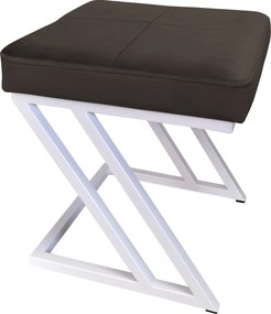 Pufa ZETA tkanina Welur loft ławka podnóżek metal : Kolor Stelaża - Biały, Kolor tkaniny - VELVET - MG05, Typ tkaniny - Velvet