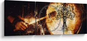 Obraz - Tajemnicze drzewo życia (z zegarem) (90x30 cm)