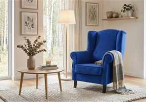 Elegancki fotel tapicerowany LIZBONA, w tkaninie MANILA 39 ciemnoniebieskiej