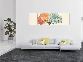 Obraz – Podwójne drzewo z motylem (170x50 cm)