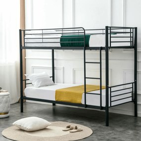 Łóżko Piętrowe Dla Dzieci 90x200 cm RODEZ Metalowe Czarne