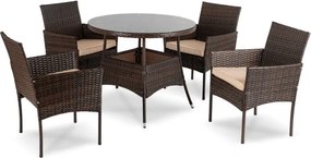 Zestaw Mebli Ogrodowych AZUL Stół i 4x Krzesło Brązowy/Beżowy Technorattan Nowoczesny