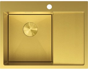 Mexen Exar zlewozmywak stalowy 1-komorowy z ociekaczem lewy 620 x 480 mm, złoty HC - 6431621005L-55HC