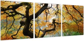 Obraz żółtego klonu japońskiego, Portland, Oregon (z zegarem) (90x30 cm)