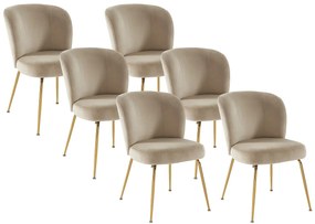 Zestaw 6 krzeseł z tkaniny i złoconego metalu - Beżowy - POLPONA autorstwa Pascala MORABITO