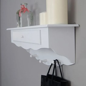 Drewniana garderoba/ półka, seria Meridian, szuflada, biały mat.