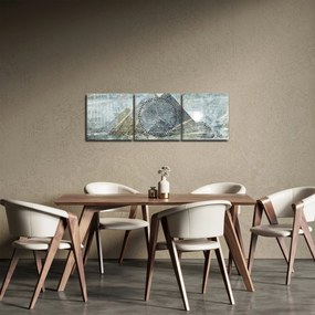 Obraz - Piramidy w niebieskim filtrze (z zegarem) (90x30 cm)