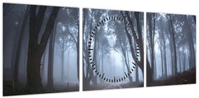 Obraz - W deszczowy dzień (z zegarem) (90x30 cm)