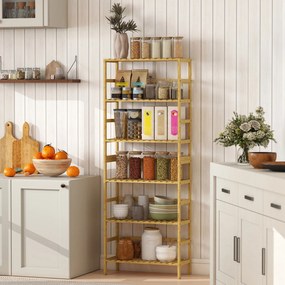 HOMCOM 6-poziomowy regał z drewna bambusowego, regulowane półki, wolnostojący regał do przechowywania, drewno naturalne