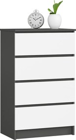 Komoda AKORD K60 Grafit Szary 60 cm 4 szuflady kolor Biały mat 60x40x99 cm