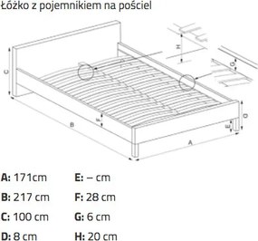 Dwuosobowe łóżko z pojemnikiem na pościel Padva 160