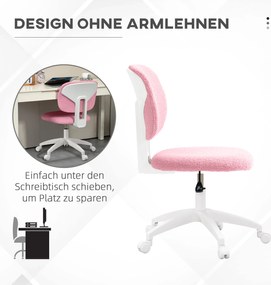 Vinsetto Fotel biurowy ergonomiczny obrotowy różowy z regulacją wysokości i funkcją kołysania | Aosom PL
