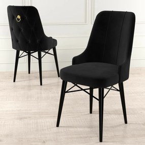 Zestaw krzeseł do jadalni Pare Black and Black, 6 szt., 6 szt.