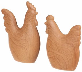 Dekoracje wielkanocne Kura i kogut, 12 x 3 x 14cm, zestaw 2 sztuki, żywica poliestrowa