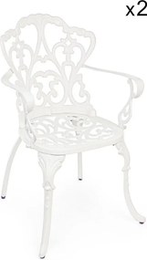 Zestaw 2 białych krzeseł aluminiowych z podłokietnikami - VICTORIA