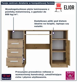Nowoczesne biurko z 3 szufladami dąb artisan C9-B90