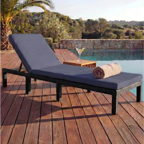 Leżak z polirattanowy MCW-A51 Basic,  Basic antracytowy, poduszka szara