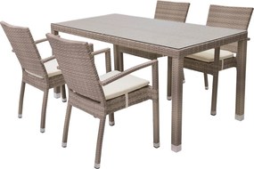 Zestaw ogrodowy z rattanu NAPOLI II. 1 + 4 (szaro-beżowy)