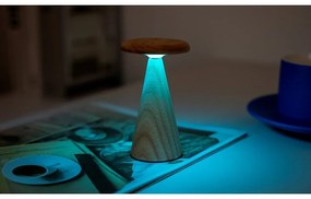 Lampa stołowa LED w naturalnym kolorze z drewnianym kloszem (wysokość 14 cm) Sylva – Gingko