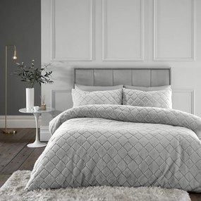 Szara pościel jednoosobowa z mikropluszu 135x200 cm Cosy Diamond – Catherine Lansfield