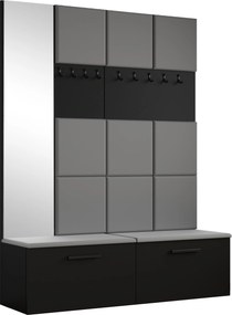 Masseno Garderoba MODULO 161,2/204/40 cm do Przedpokoju Nowoczesna Czarna