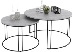 Zestaw dwóch stolików kawowych czarny + beton - Eksa 4X