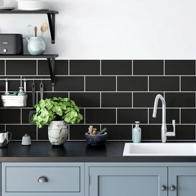 Zestaw naklejek na kafelki 30 szt. 20x10 cm Subway Tiles Black – Ambiance