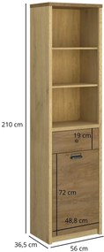 Regał otwarty z szufladą dąb cremona + dąb lefkas N7-D09