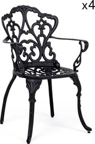 Zestaw 4 krzeseł aluminiowych z podłokietnikami w kolorze antracytowym - VICTORIA