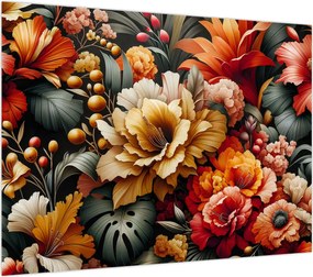 Obraz na szkle - Pomarańczowo-czerwone kwiaty (70x50 cm)