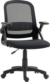 HOMCOM Oddychające Krzesło Biurowe z Siatki, Ergonomiczne Krzesło Obrotowe ze Składanymi Podłokietnikami i Wspierającymi Lędźwie, Czarny | Aosom PL