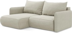 Narożnik lewostronny z funkcją spania - z tkaniny strukturalnej - jasny beż - NANEA