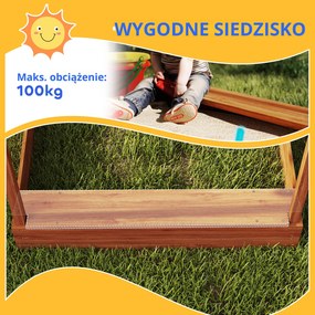 Outsunny Piaskownica z Ochroną Przeciwsłoneczną, Design Domku Zabaw, z Zestawem Zabawkowym, Obrabiane Drewno, 124 x 116 x 146 cm, Pomarańczowa