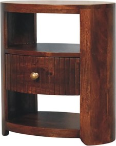 Artisan Furniture Szafka nocna Bordeaux z litego drewna mango, 1 szuflada, 2 otwarte półki, ciemnobrązowa