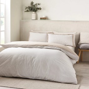 Biało-beżowa pościel dwuosobowa 230x220 cm Oxford Pinstripe – Catherine Lansfield