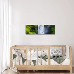 Obraz - Wodospad Skogafoss (z zegarem) (90x30 cm)