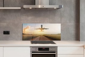 Panel nad Blat Kuchenny Samolot nad Miastem o Zmierzchu