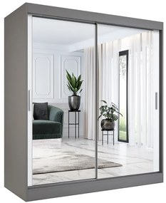 Szafa przesuwna z lustrem 180 cm antracyt + biały - Kukkin 5X