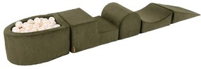 Sztruksowy piankowy plac zabaw 5 szt. w kolorze khaki wysokość 30 cm 250x45 cm Montessori – Meowbaby