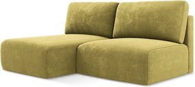 Otwarty Lewy narożnik z funkcją spania - z tkaniny szenilowej - limonkowy - KONA